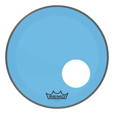 Remo Powerstroke 3 Colortone Bass Drum Head - Blue - 18" - with 5" Offset Hole