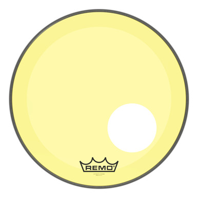 Remo Powerstroke 3 Colortone Bass Drum Head - Yellow - 18" - with 5" Offset Hole