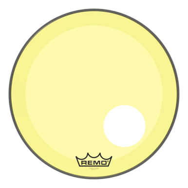 Remo Powerstroke 3 Colortone Bass Drum Head - Yellow - 20" - with 5" Offset Hole