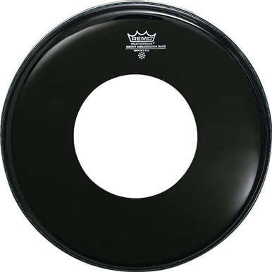 Remo 22" Ebony Ambassador Bass Drum Head with Hole