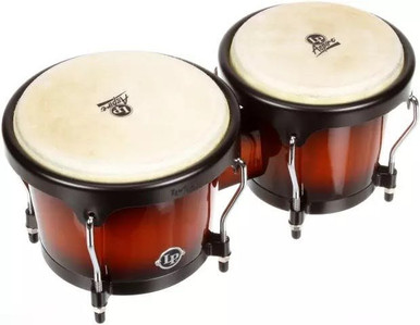 LP Aspire Wood Bongos Vintage Sunburst with Black Hardware
