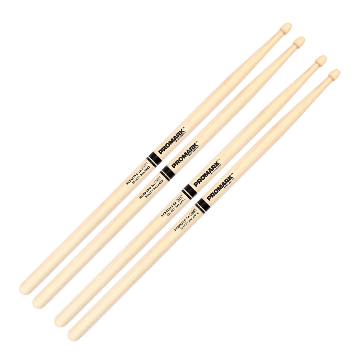 Promark Rebound 5A Hickory Acorn Wood Tip 2 Pair Value Bundle