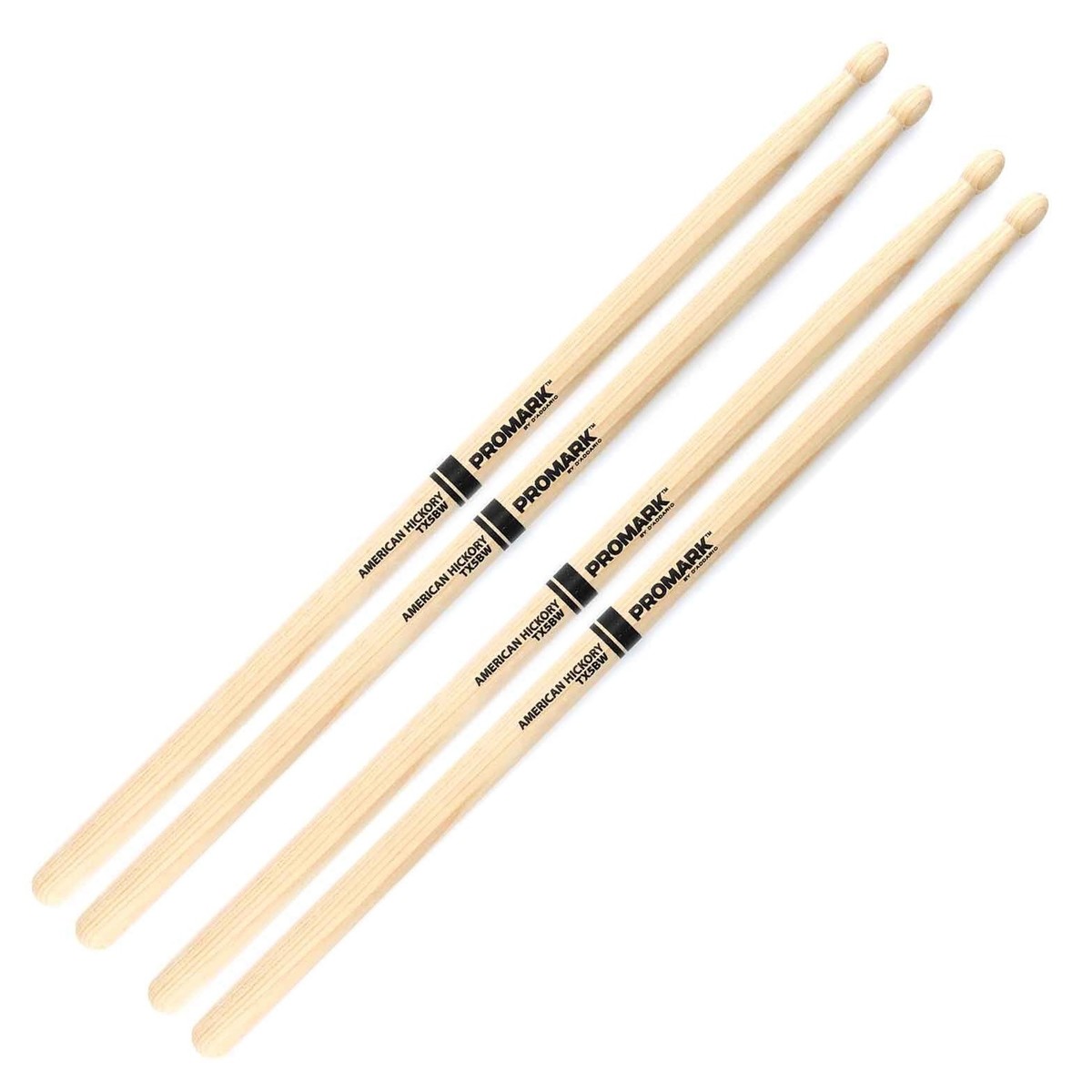 ProMark Hickory 5B Woodtip Drumsticks 2 Pair Value Bundle