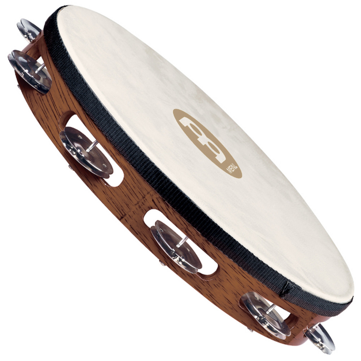 Meinl Percussion Headed Wood Tambourine Steel Jingles TAH1AB