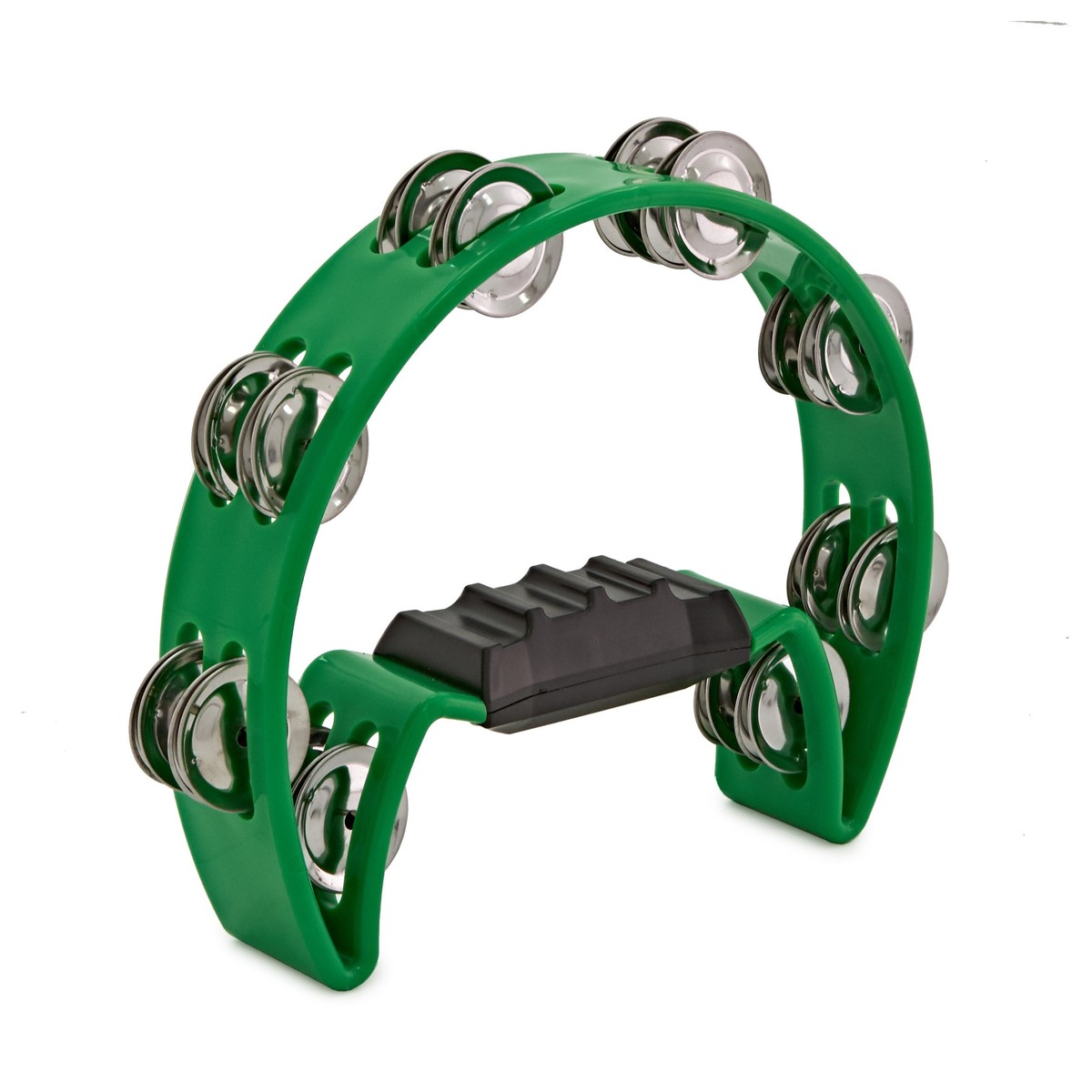 D-Shaped Tambourine by Gear4music Green