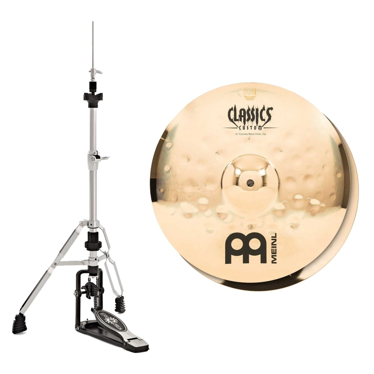 Meinl Classics Custom Extreme Metal 14" Hi Hats & Heavy Duty Two-Leg Hi-Hat Stand by Gear4music