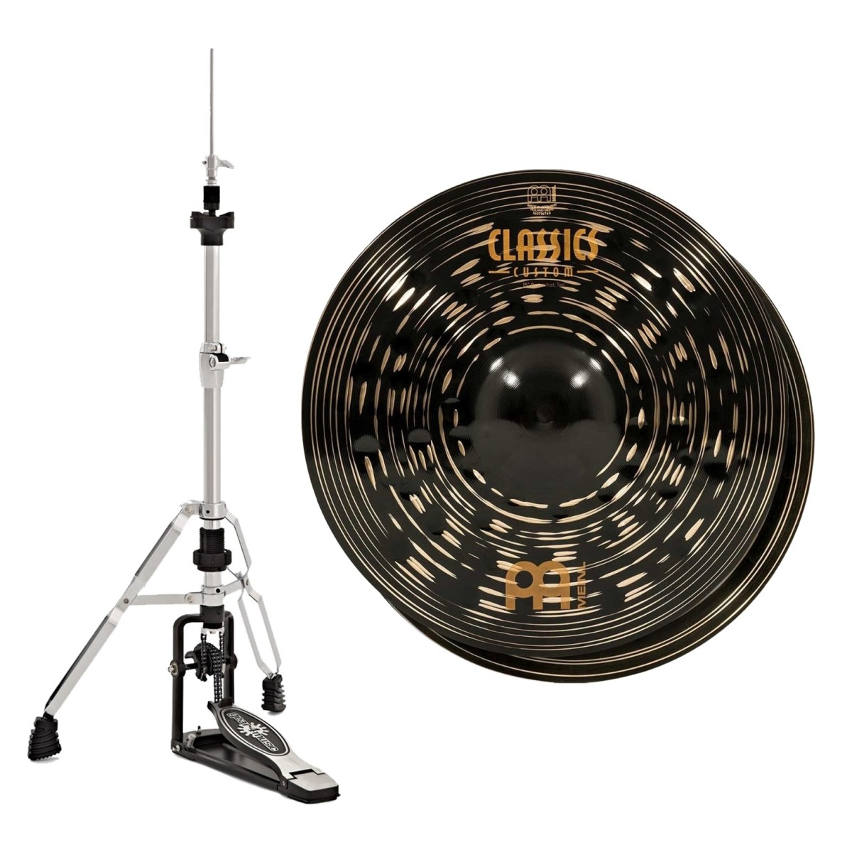 Meinl Classics Custom Dark 15 Hi-Hats & Heavy Duty Two-Leg Hi-Hat Stand by Gear4music