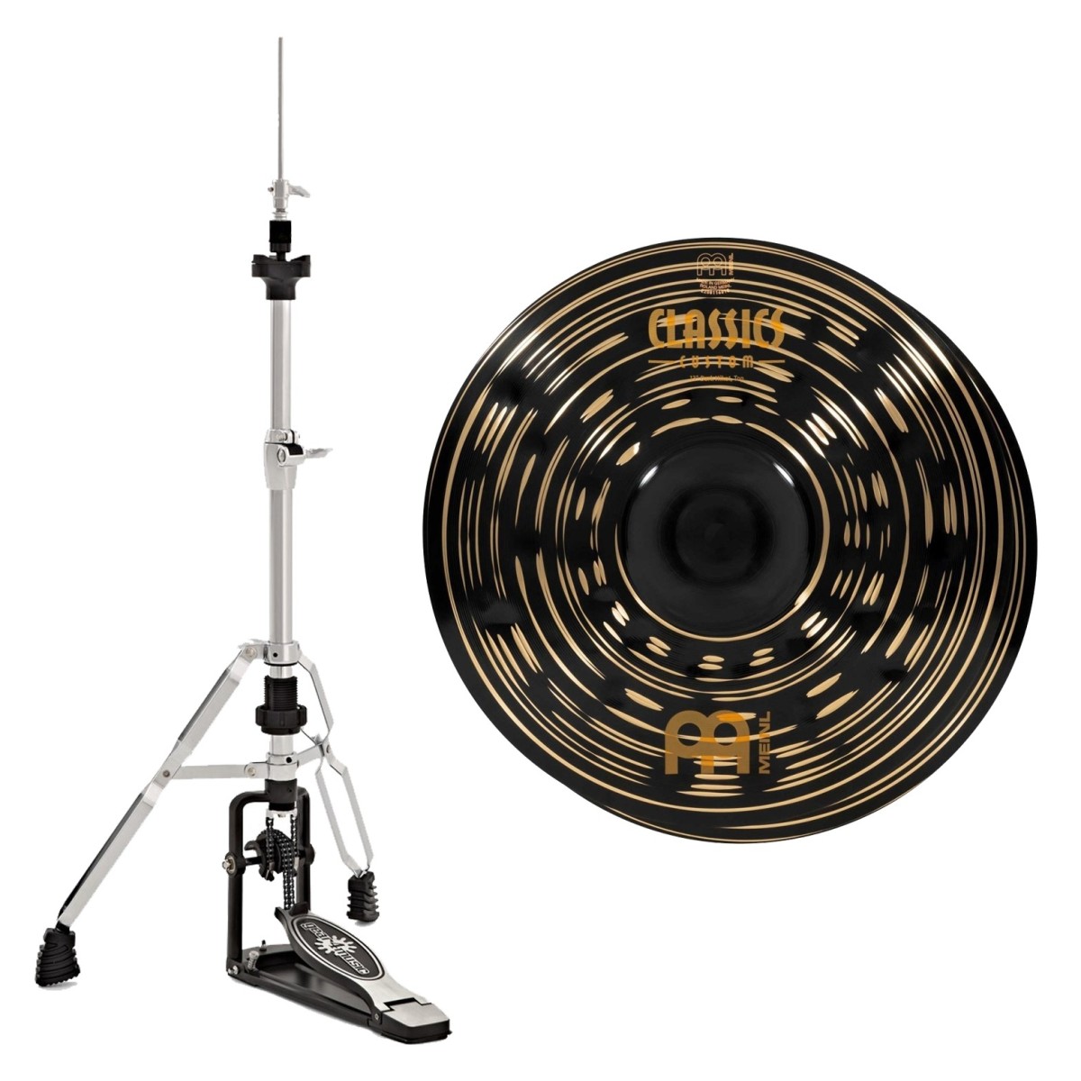 Meinl Classics Custom Dark 13 Hi-Hats & Heavy Duty Two-Leg Hi-Hat Stand by Gear4music