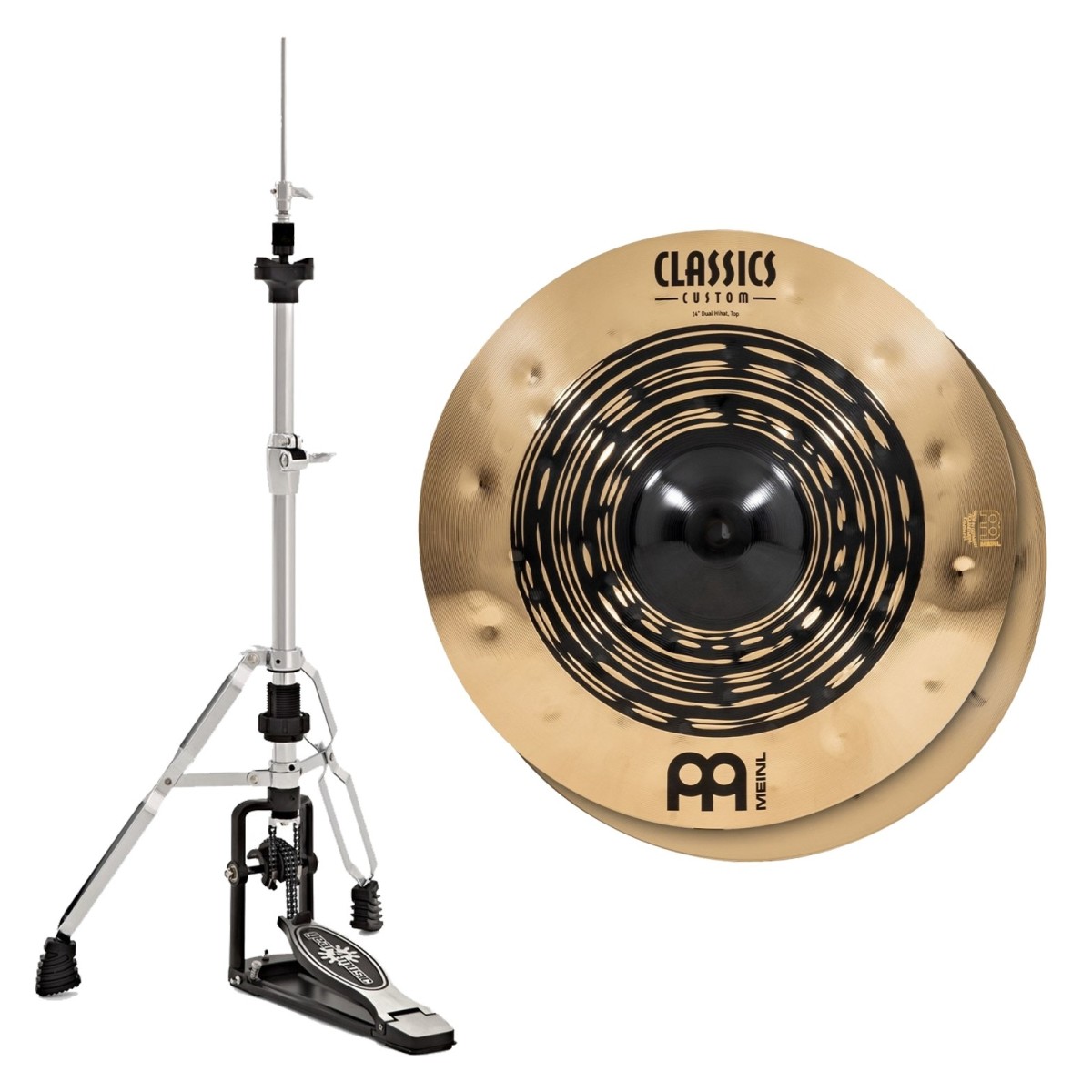 Meinl Classics Custom Dual 14 Hi Hats & Heavy Duty Two-Leg Hi-Hat Stand by Gear4music