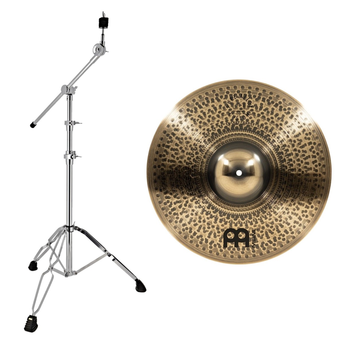 Meinl Pure Alloy Custom 18" Medium Thin Crash & Heavy Duty Cymbal Boom Stand by Gear4music