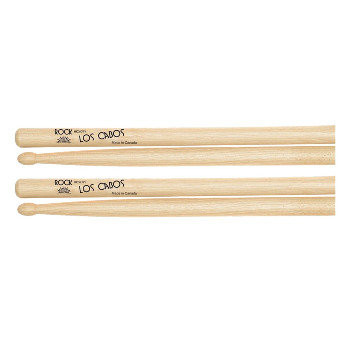 Los Cabos Rock Hickory Wood Tip Drumsticks 2 Pair Pack