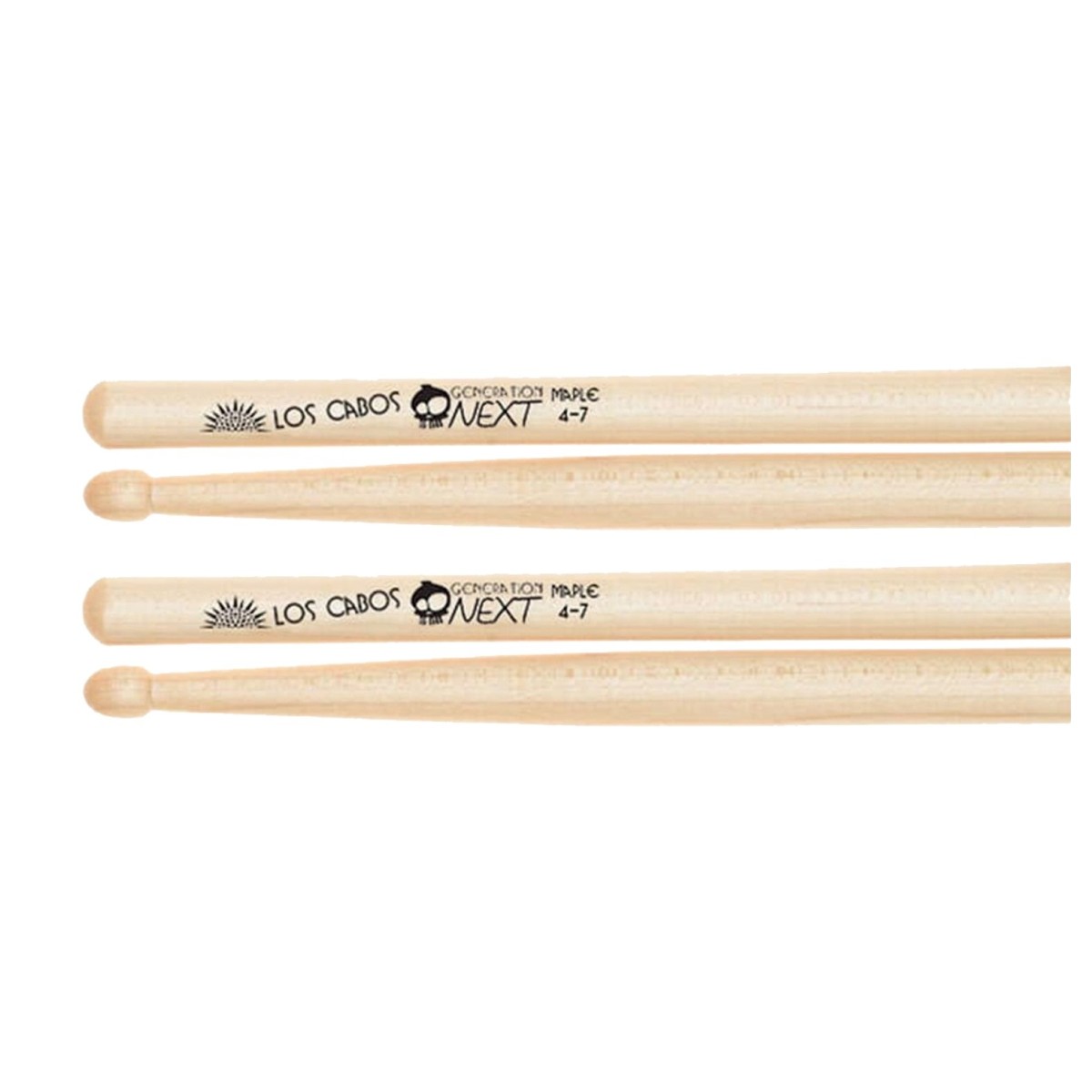 Los Cabos Next Generation Maple 4-7 Wood Tip Drumsticks 2 Pair Pack