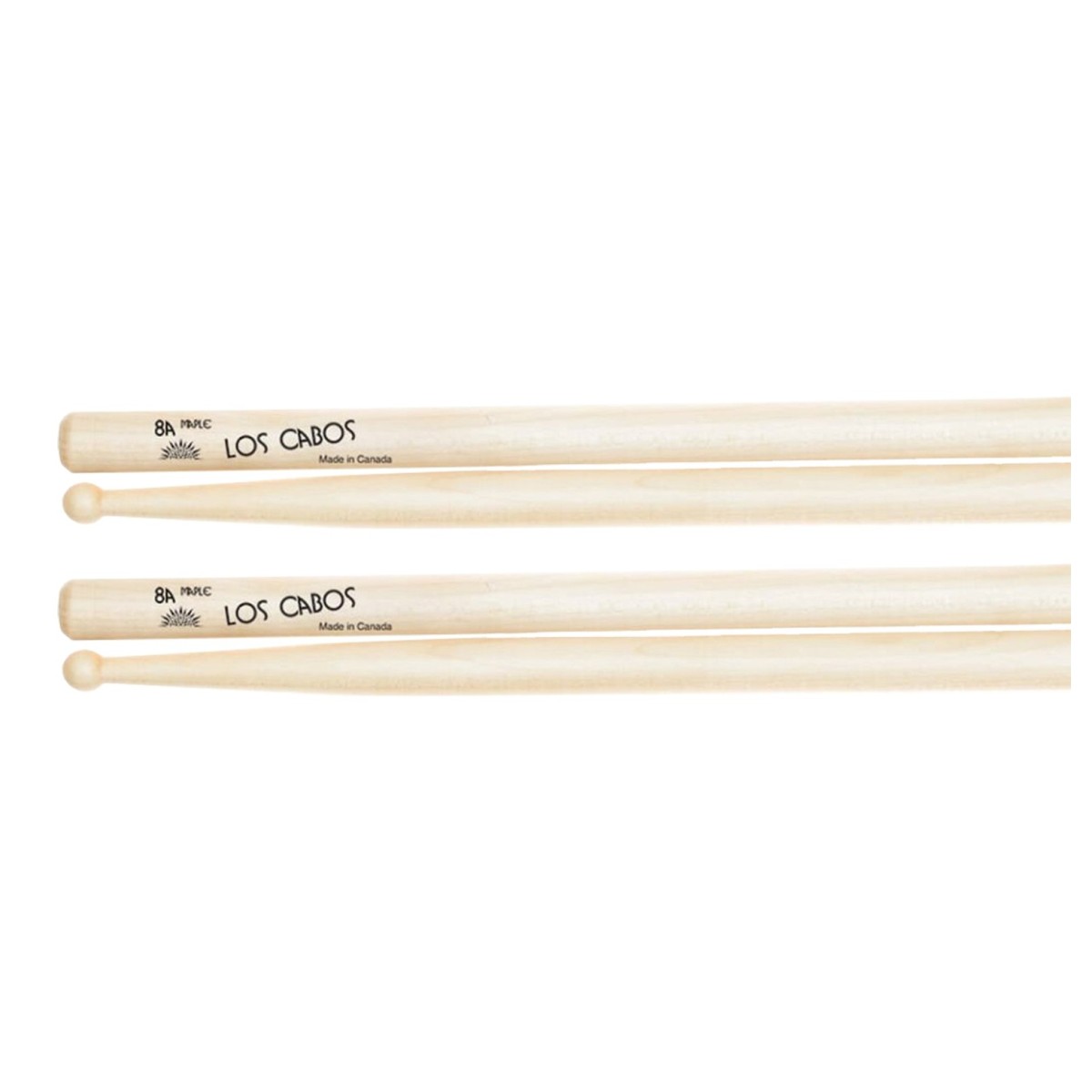 Los Cabos 8A Maple Wood Tip Drumsticks 2 Pair Pack
