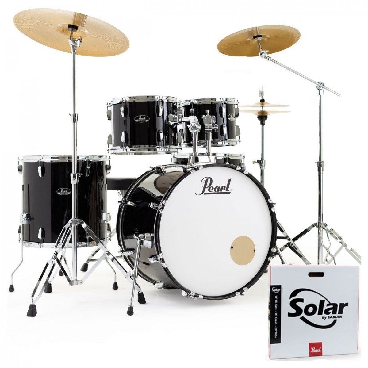Pearl Roadshow 5pc USA Fusion Kit w/3 Sabian Cymbals Jet Black