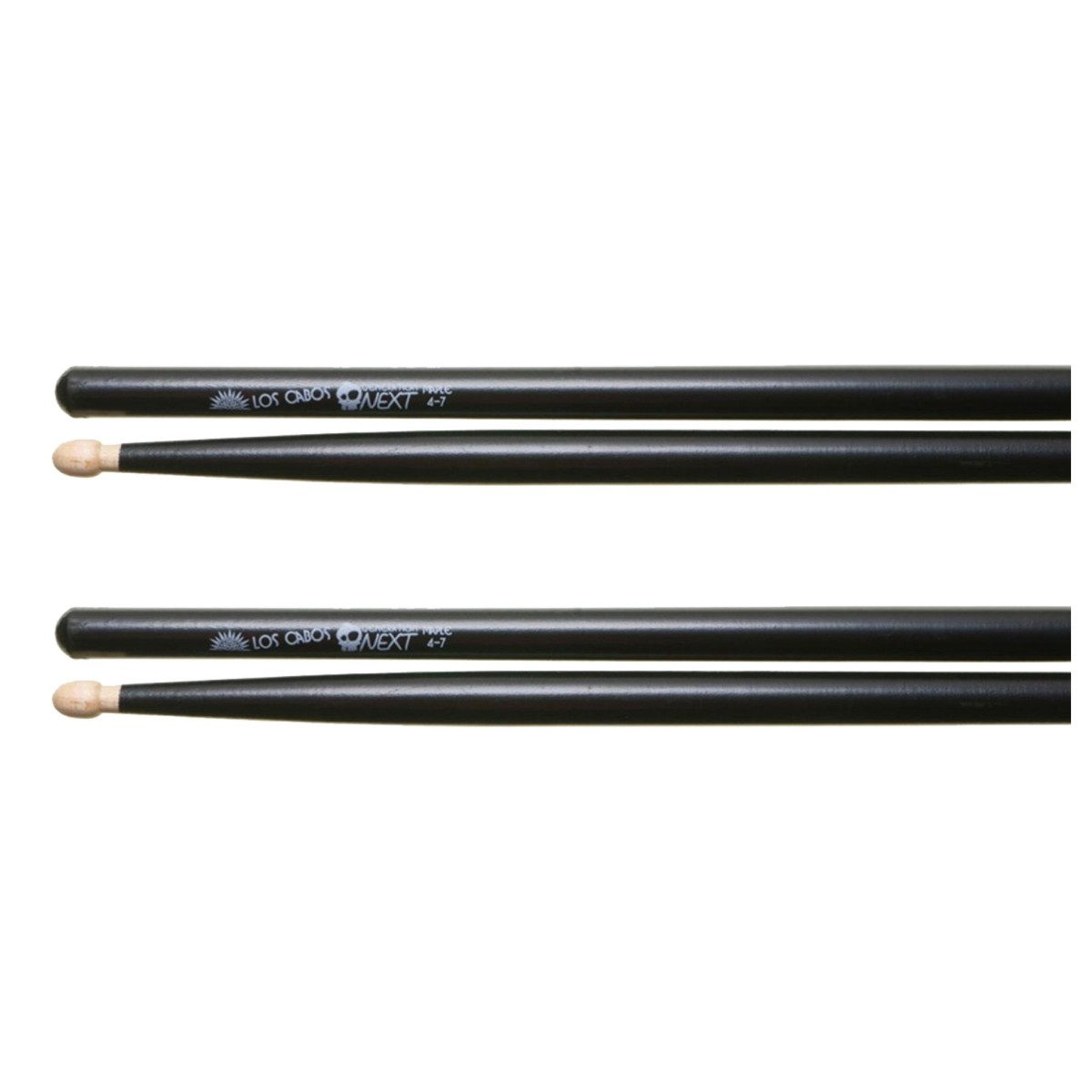 Los Cabos Next Generation Maple Black 4-7 Wood Tip Drumsticks 2 Pair Pack