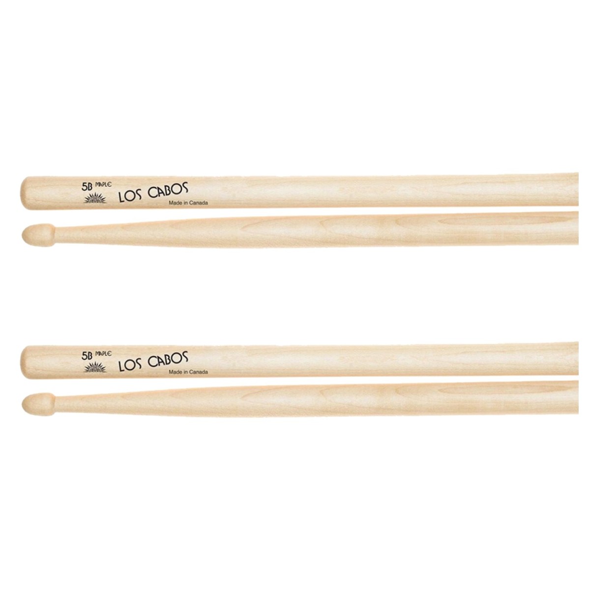 Los Cabos 5B Maple Wood Tip Drumsticks 2 Pair Pack