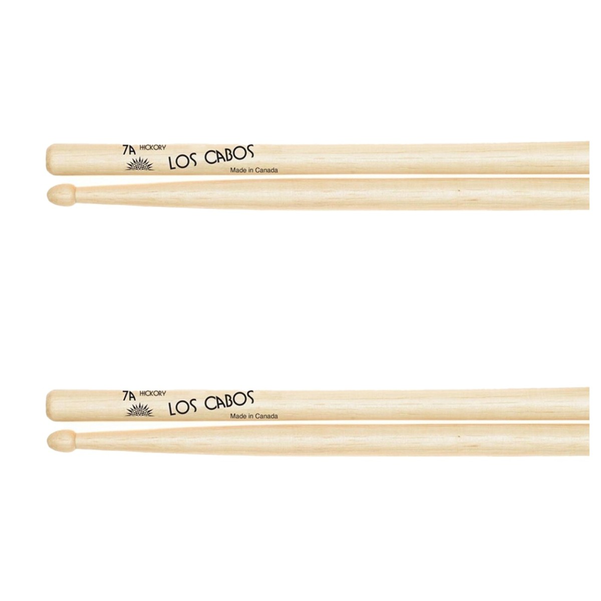 Los Cabos 7A Hickory Wood Tip Drumsticks 2 Pair Pack