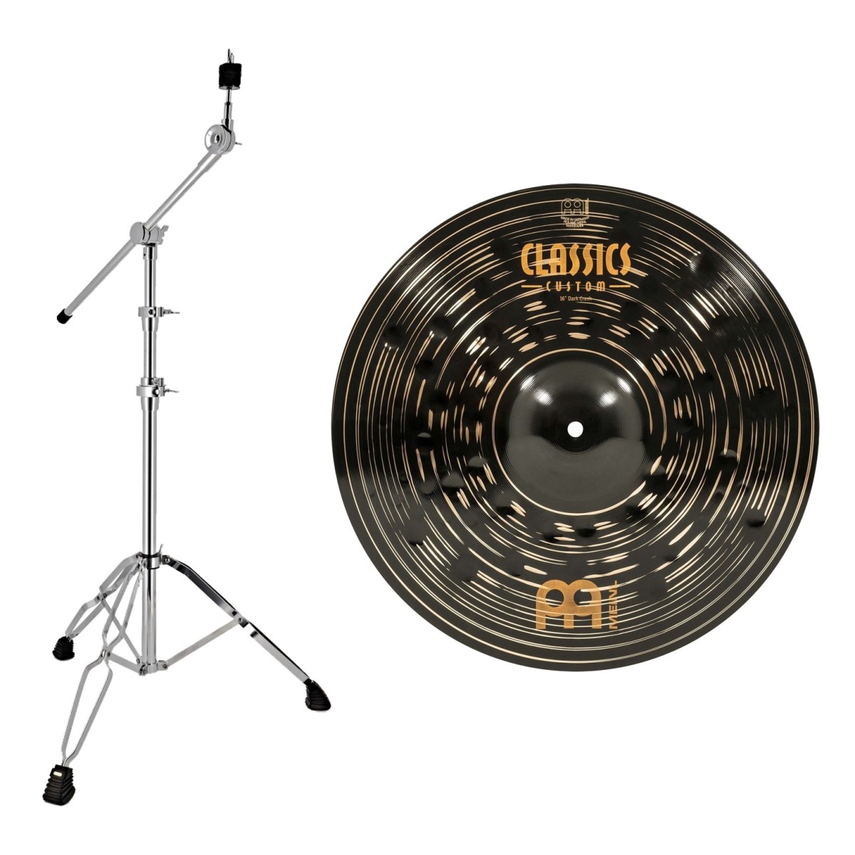 Meinl Classics Custom Dark 16 Crash & Heavy Duty Cymbal Boom Stand by Gear4music