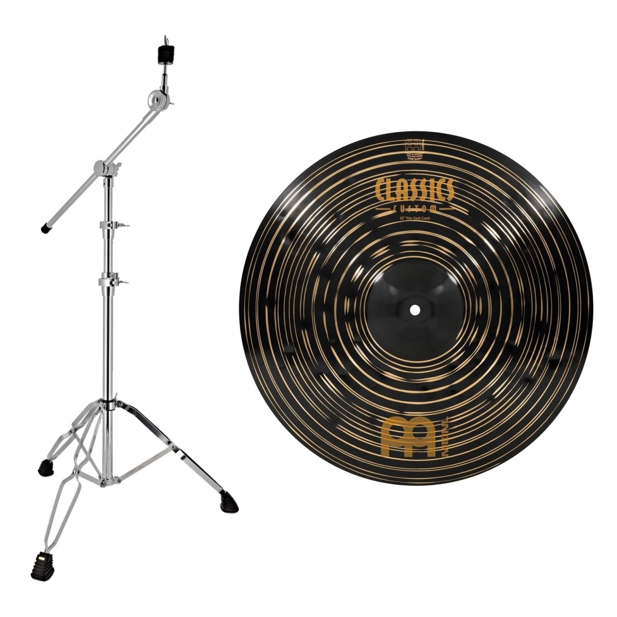 Meinl Classics Custom Dark 18" Thin Crash & Heavy Duty Cymbal Boom Stand by Gear4music