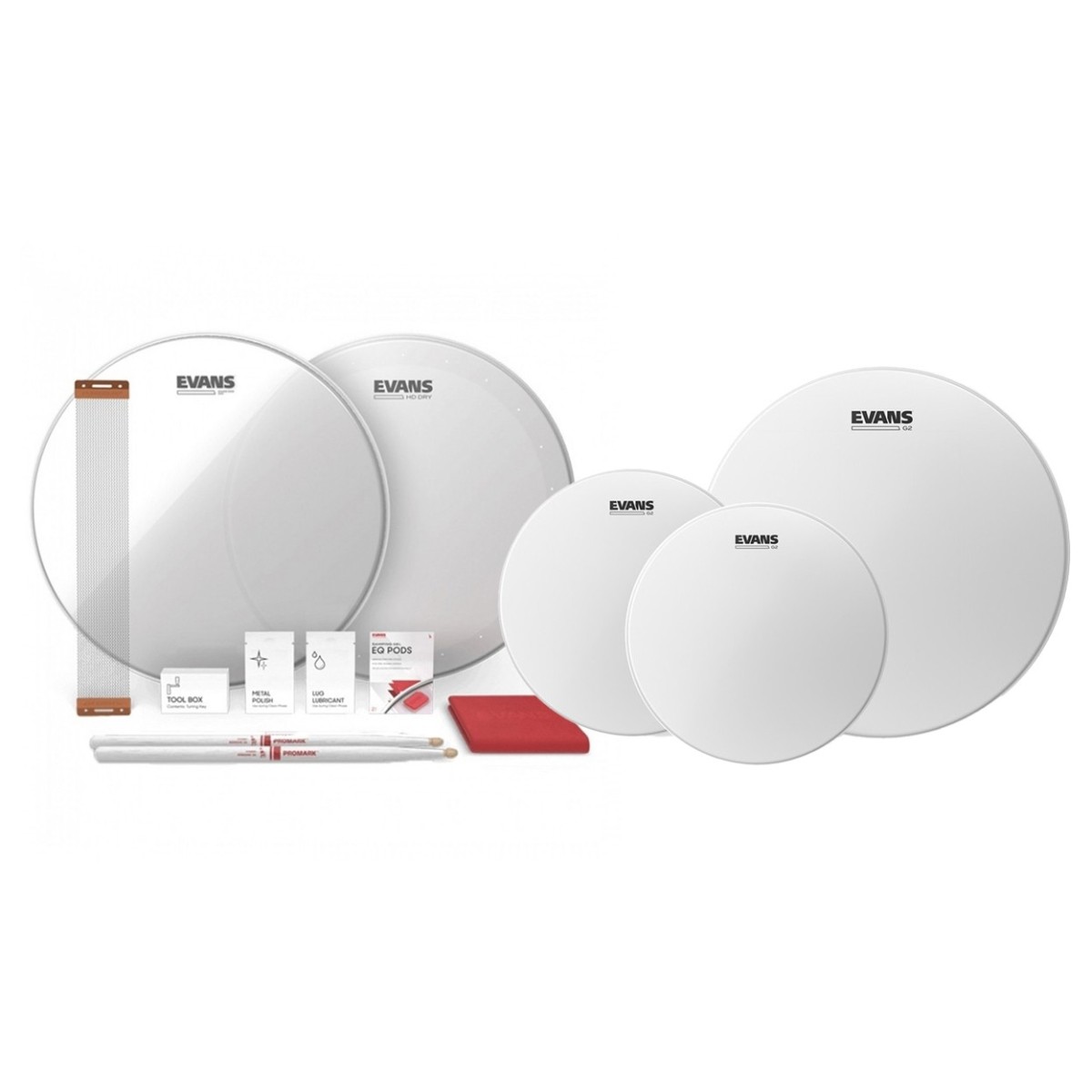 Evans G2 Coated Standard Tom Pack & 14" HD Dry Snare TuneUp Kit