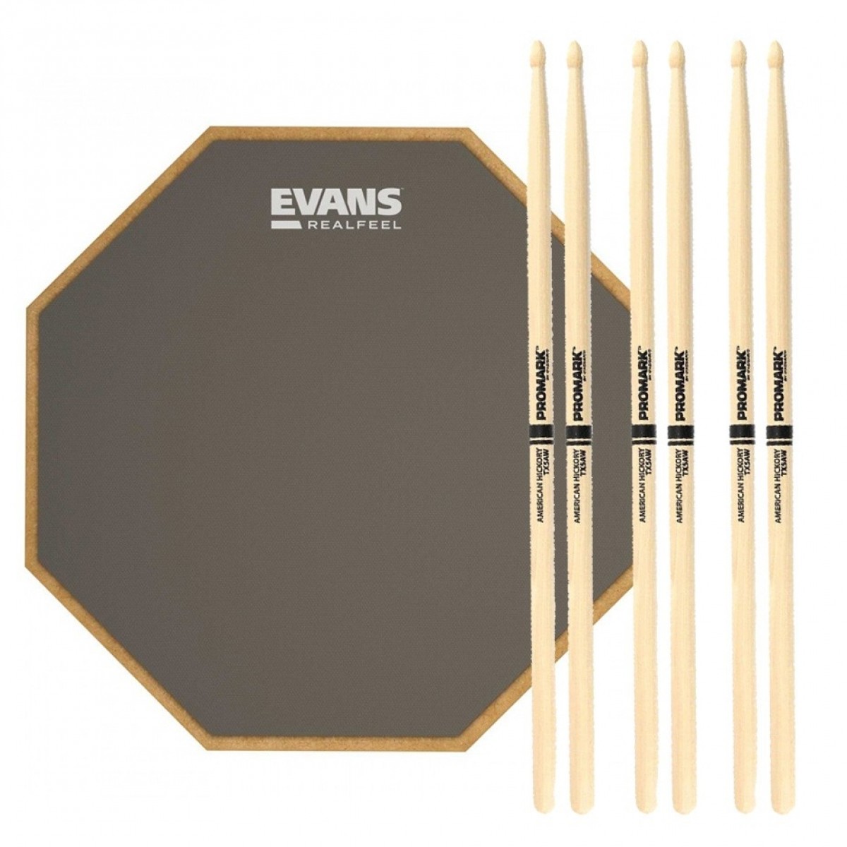 RealFeel Evans Apprentice Pad & Promark 5A Wood Tip Sticks 7