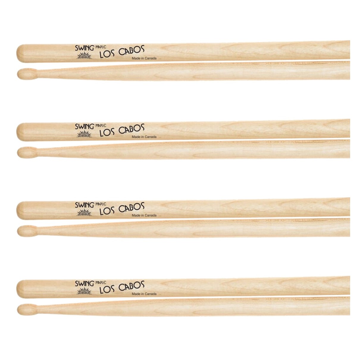 Los Cabos Swing Maple Wood Tip Drumsticks 4 Pair Pack