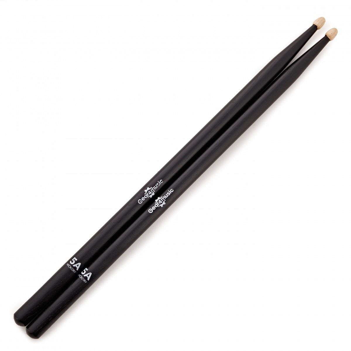 5A Wood Tip Hickory Drumsticks by Gear4music Black
