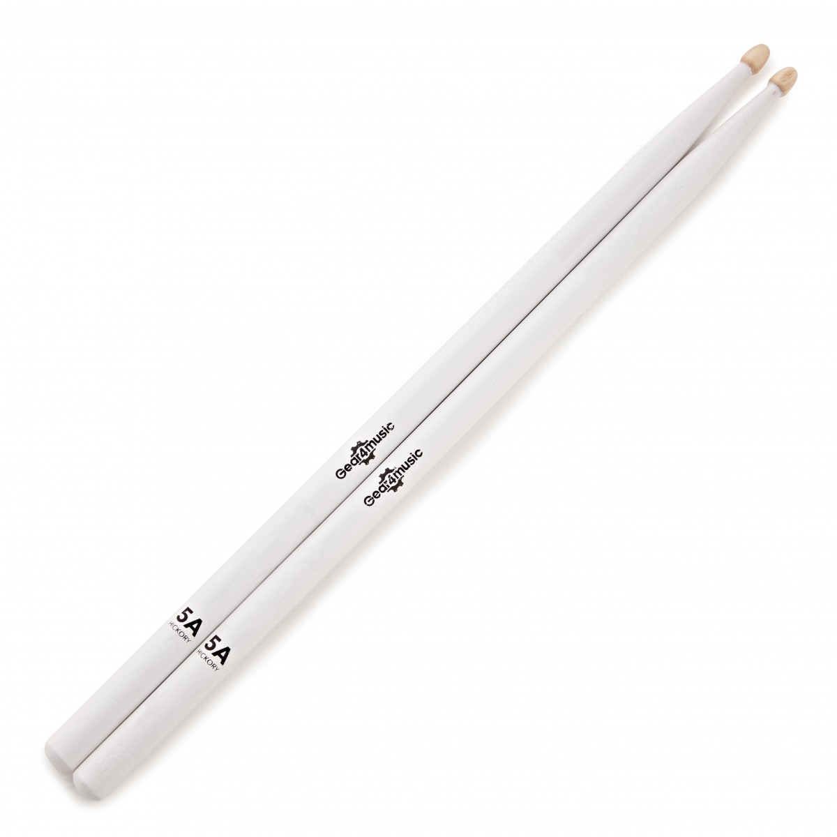 5A Wood Tip Hickory Drumsticks by Gear4music White