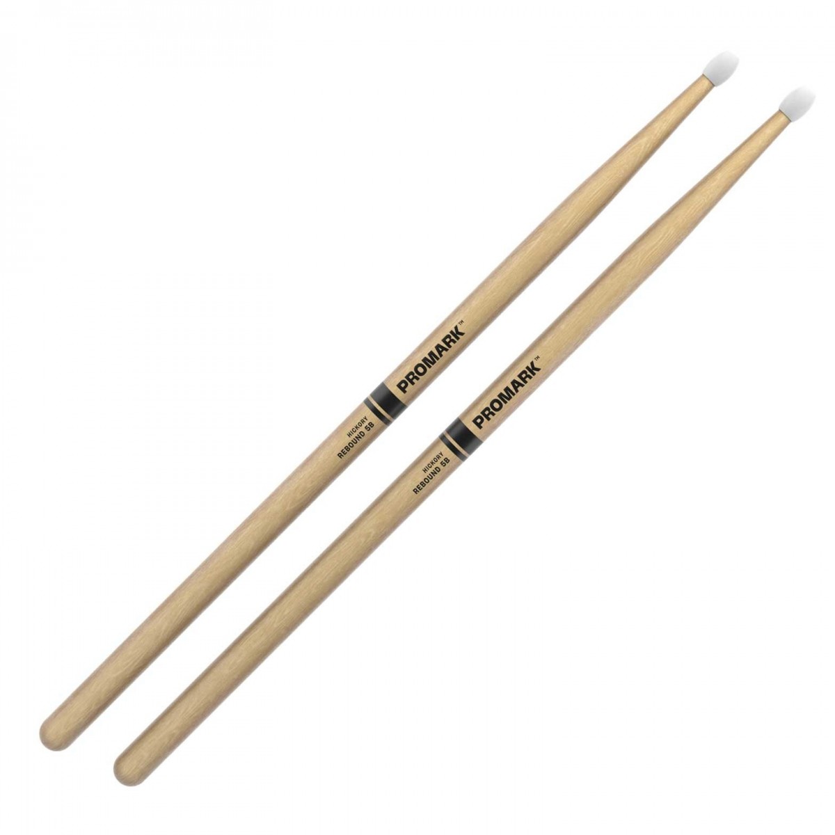 Promark Rebound 5B Hickory Drumsticks Oval Nylon Tip