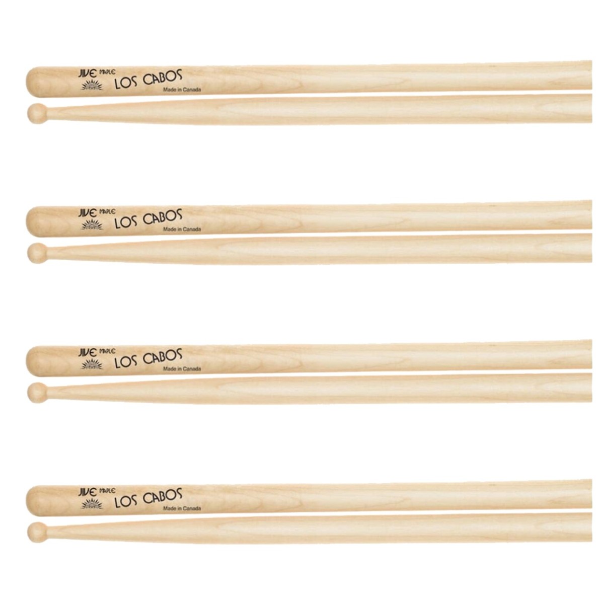 Los Cabos Jive Maple Wood Tip Drumsticks 4 Pair Pack