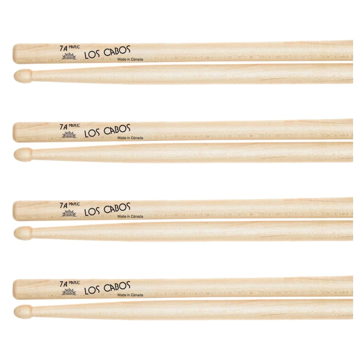 Los Cabos 7A Maple Wood Tip Drumsticks 4 Pair Pack