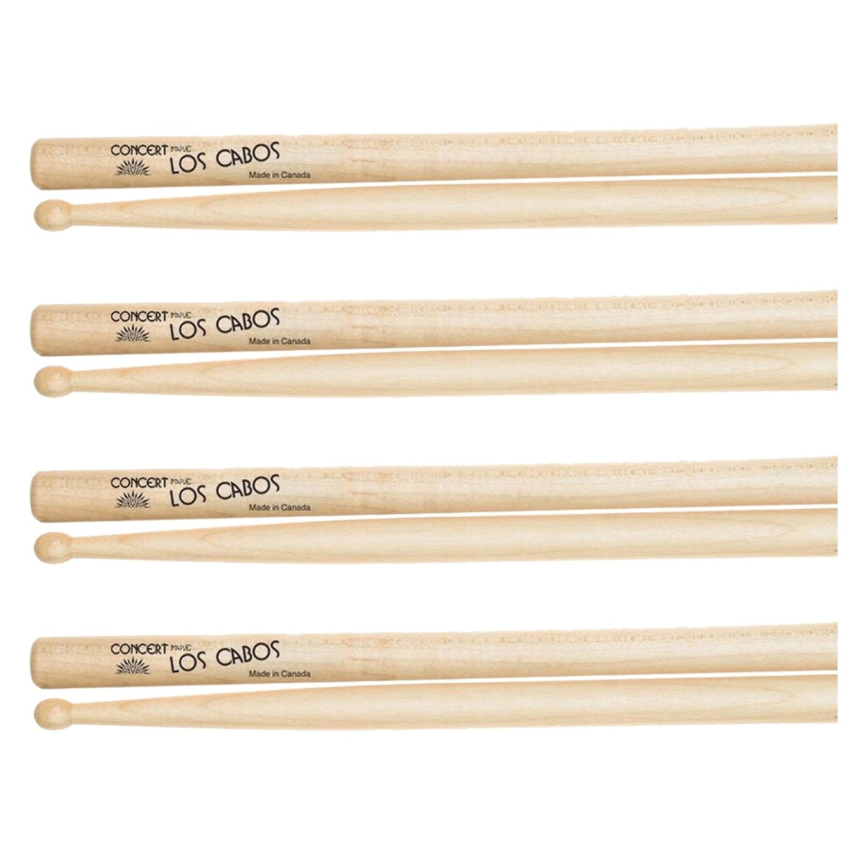 Los Cabos Concert Maple Wood Tip Drumsticks 4 Pair Pack