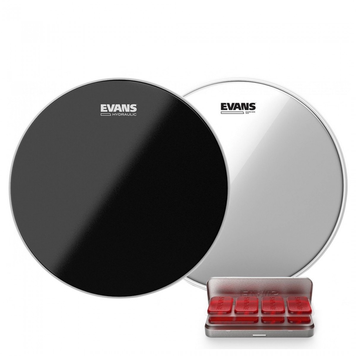 Evans Hydraulic Black Snare Drum Head Hazy 300 & EQ PODS Pack 14