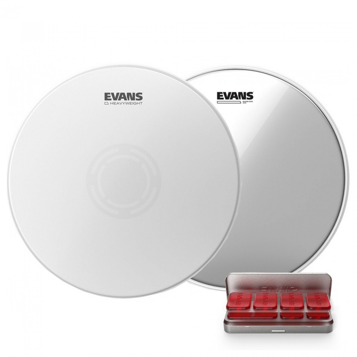Evans Heavyweight Snare Drum Head Hazy 300 & EQ PODS Pack 14