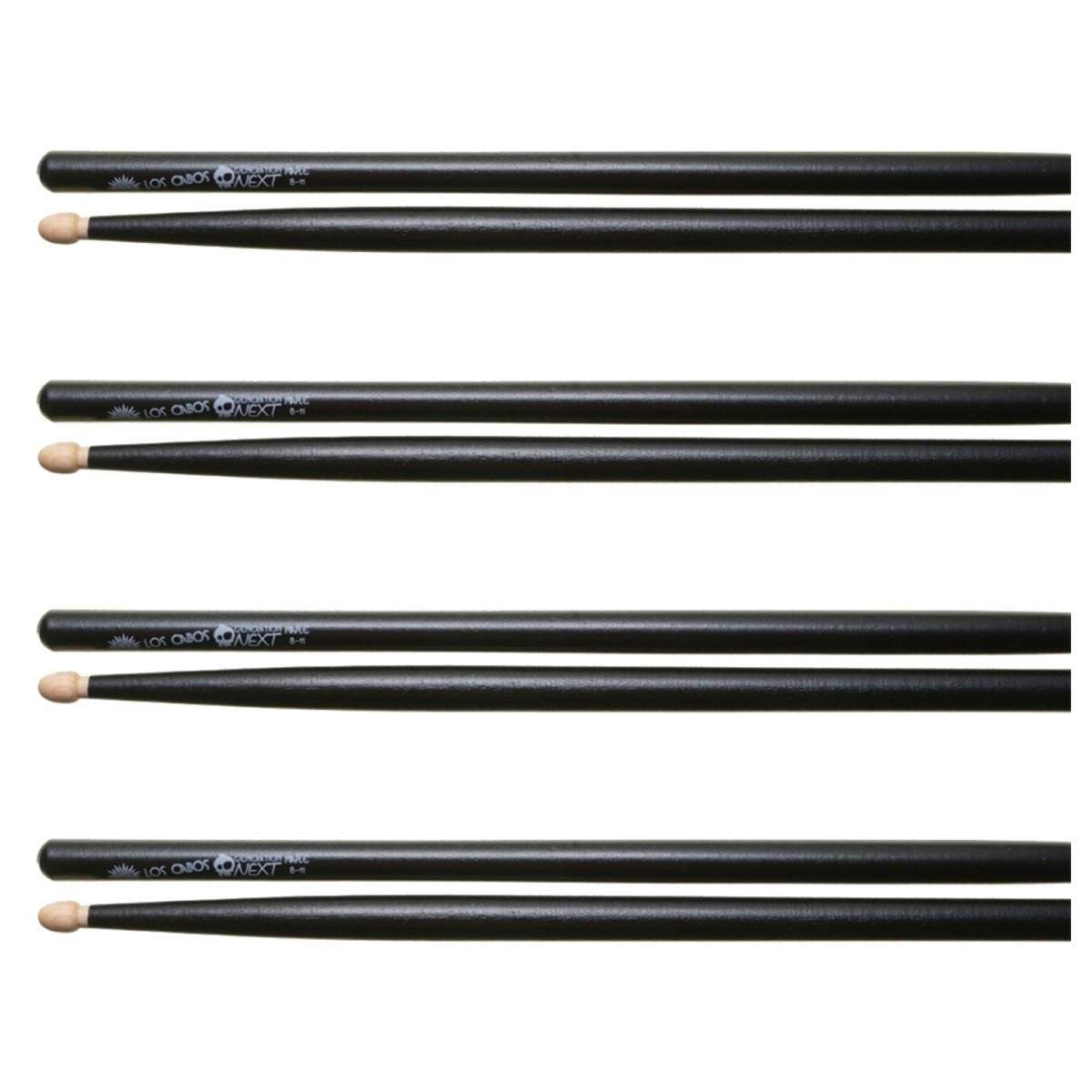 Los Cabos Next Generation Maple 8-11 Black Drumsticks 4 Pair Pack