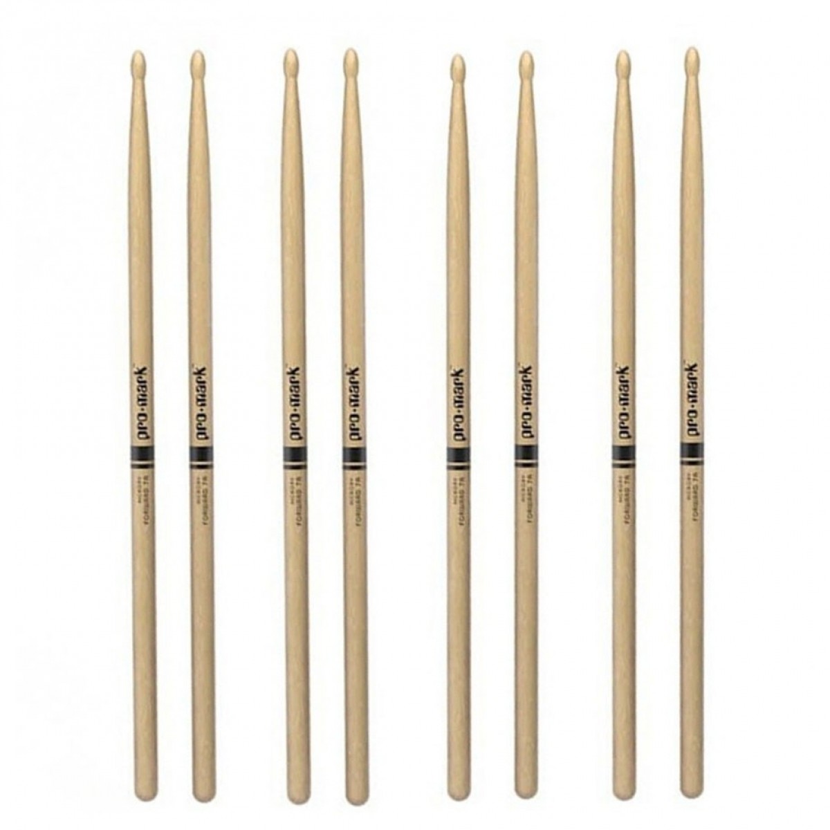 Promark Classic Forward 7A Hickory Drumstick Oval Wood Tip 4-Pack
