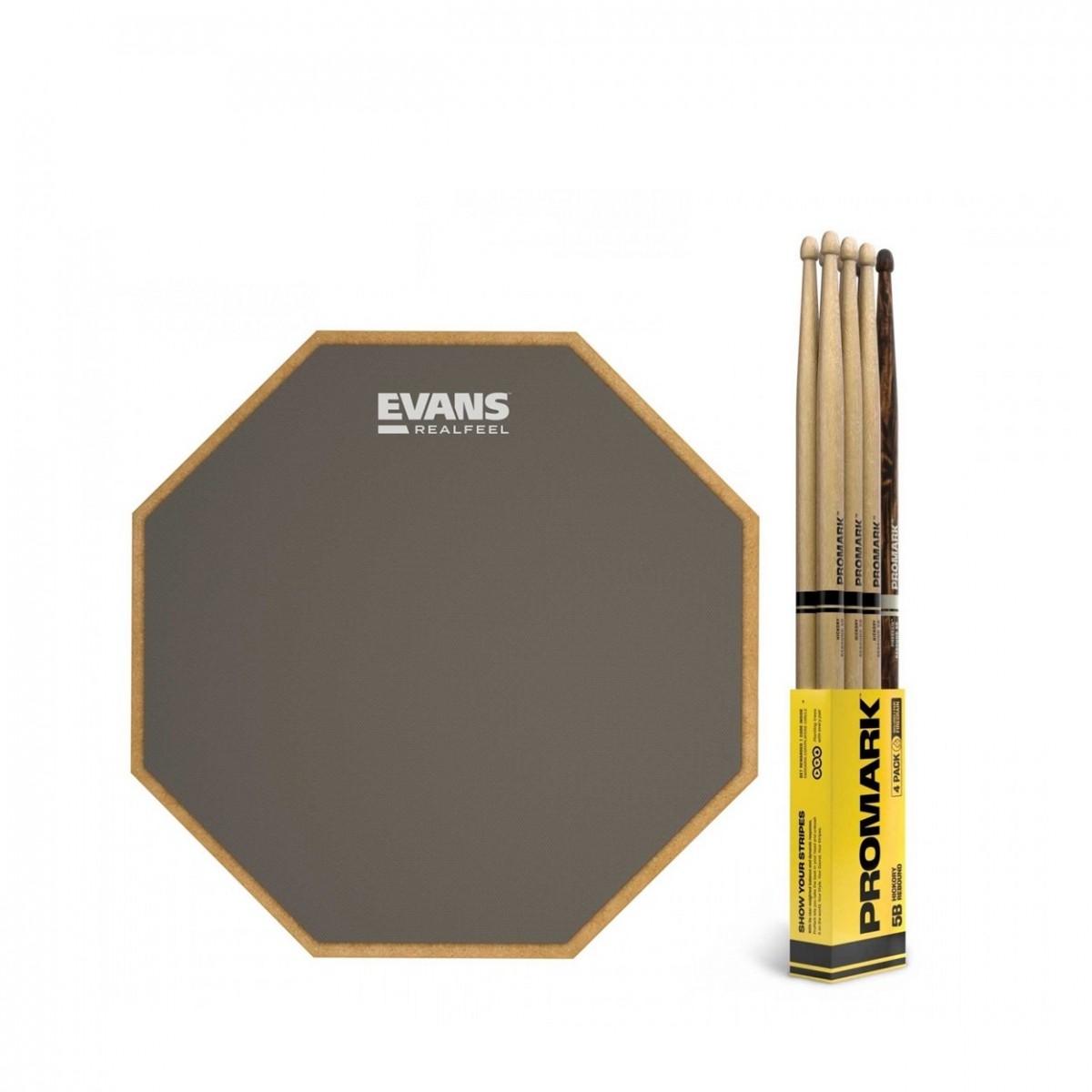 RealFeel Evans Apprentice Pad 7" & Promark Rebound 5B Hickory Sticks