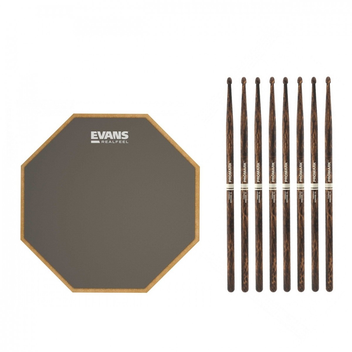 RealFeel Evans Apprentice Pad 7 & Promark 5A FireGrain Sticks