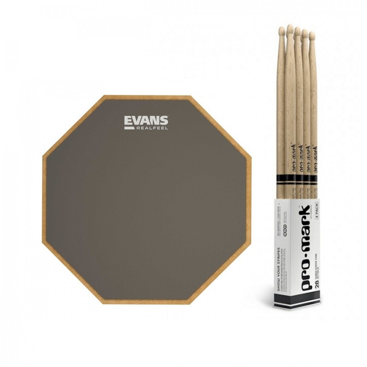 RealFeel Evans Apprentice Pad 7" & Promark Forward 5B Hickory Sticks