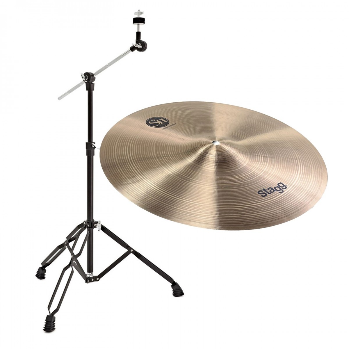 Stagg 18" SH Medium Crash Cymbal & Gear4music Boom Arm Stand Black