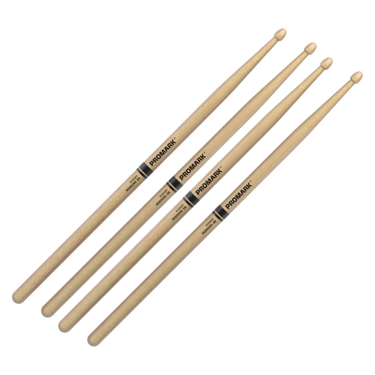 Promark Rebound 5B Hickory Drumsticks Acorn Wood Tip 2 Pair Value Bundle