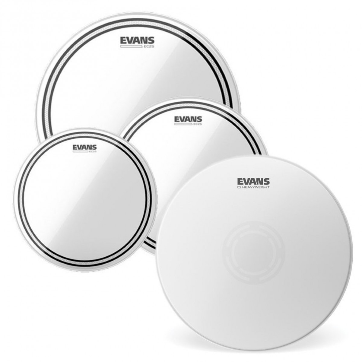 Evans EC2 Clear Tom Pack 10 12 14 & 14" Heavyweight Snare Head