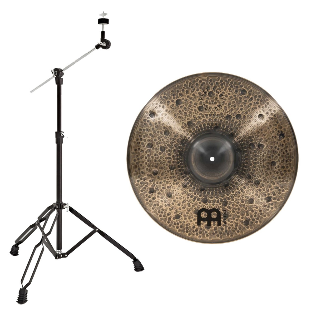 Meinl Pure Alloy Custom 20" Extra Thin Hammered Crash & Gear4music Boom Arm Stand Black