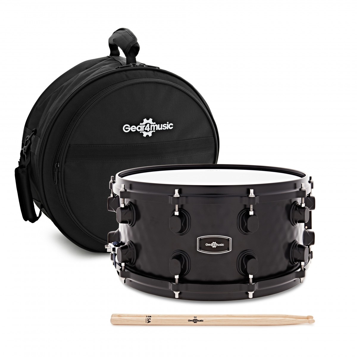 14 x 6.5 Inch Steel Snare and Gig Bag by Gear4music Black