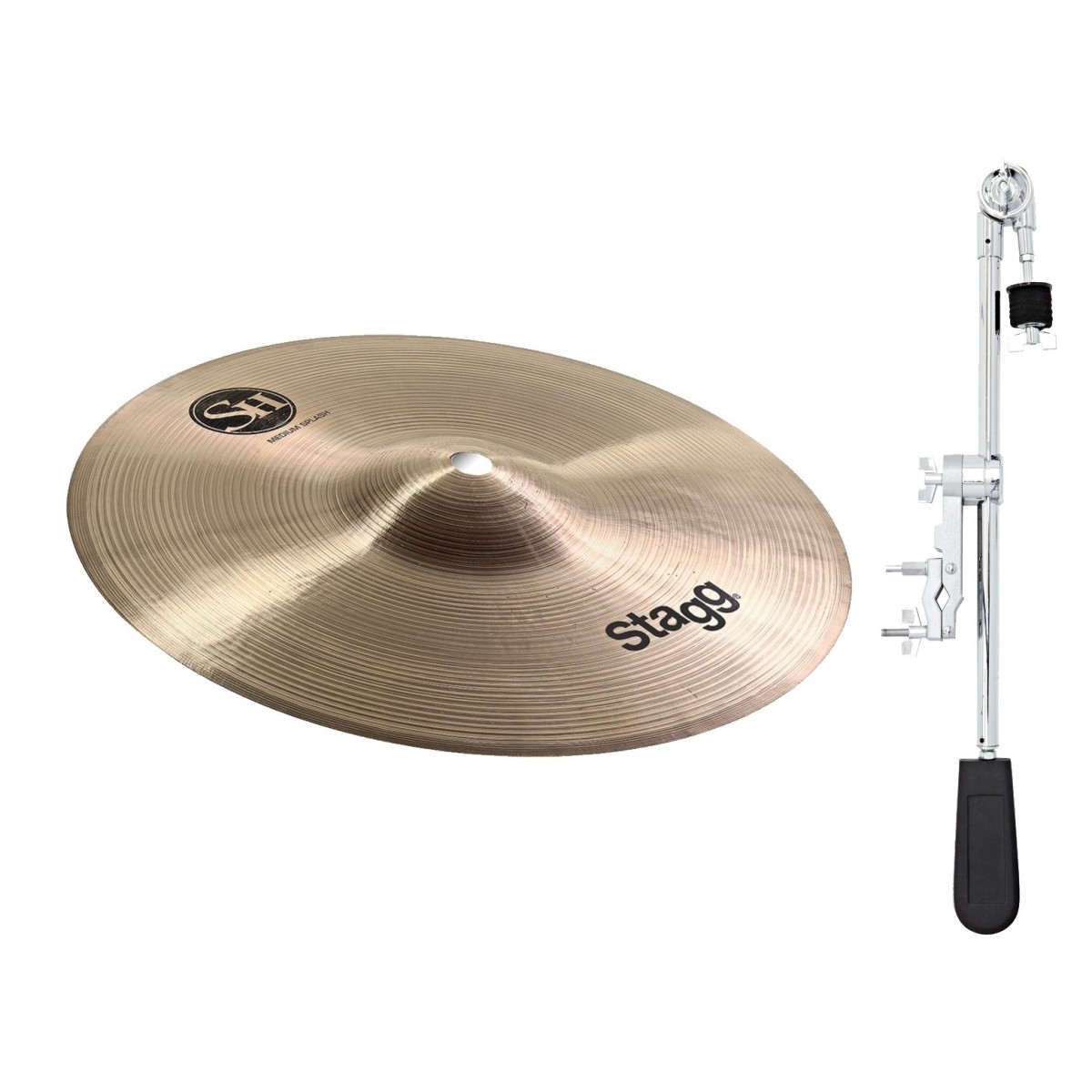Stagg 8" SH Medium Splash & Gear4music Deluxe Weighted Cymbal Arm