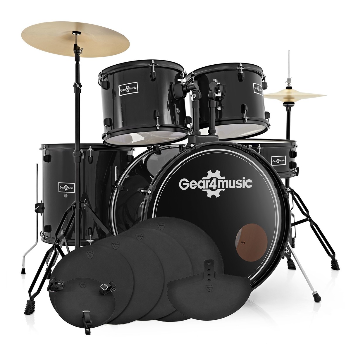 BDK-1 Full Size Starter Drum Kit Practice Pack Black