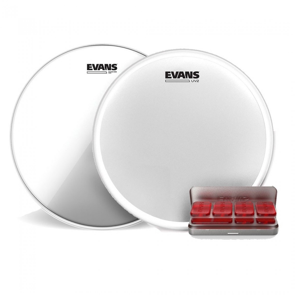 Evans UV2 Snare Drum Head Hazy 300 & EQ PODS Pack 14