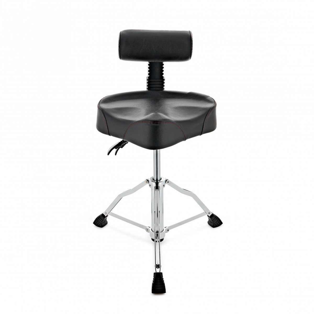 Hydraulic Saddle Drum Throne with Back Rest by Gear4music