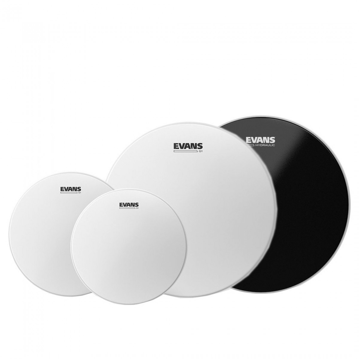 Evans G1 Coated Rock Tom Pack 10" 12" 16 Heads & Hydraulic Black Snare 14"