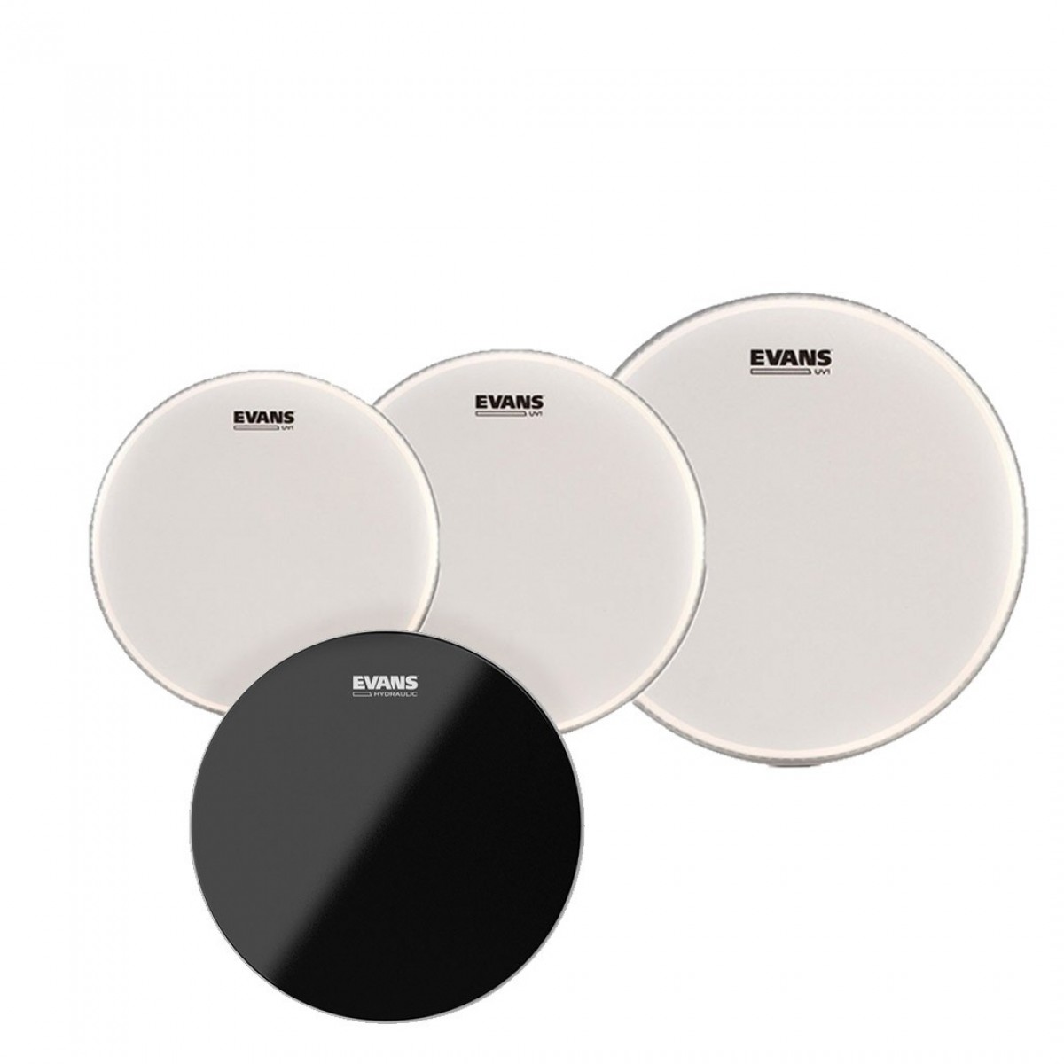 Evans UV1 Rock Tom Pack 10" 12" 16" & Hydraulic Black Snare 14"